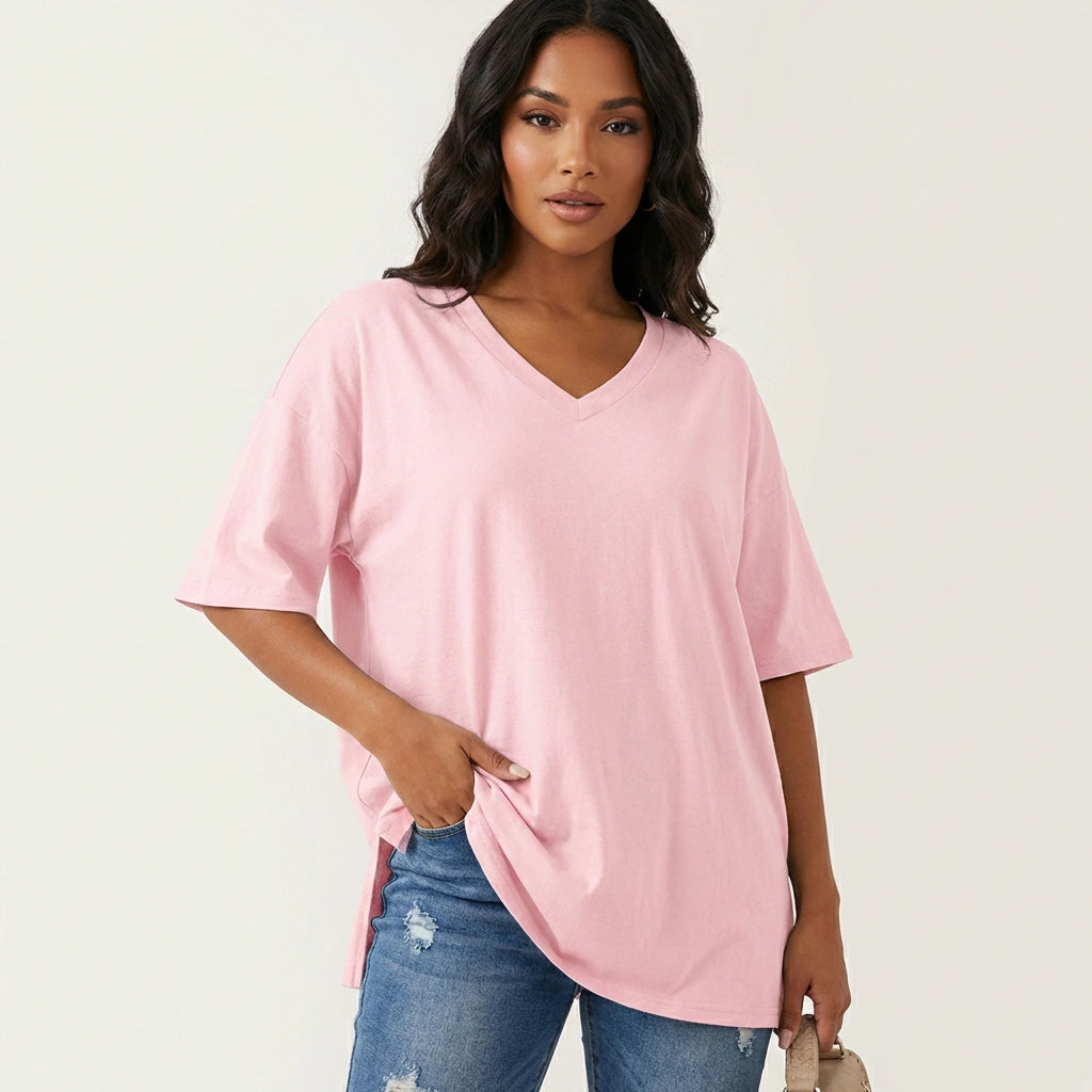 Oversized women’s V-neck T-shirt - Kate
