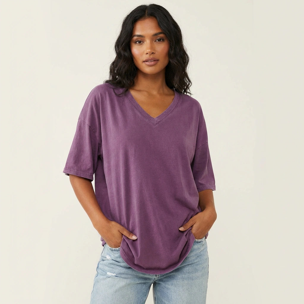 Oversized women’s V-neck T-shirt - Kate