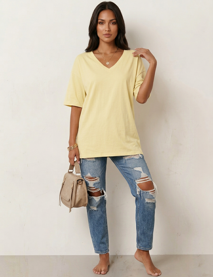 Oversized women’s V-neck T-shirt - Kate