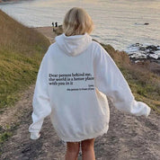 Witte oversized dames hoodie met tekst – Alina