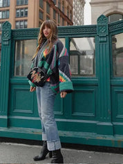 Oversized dames jas met kleurpatroon - Mirella