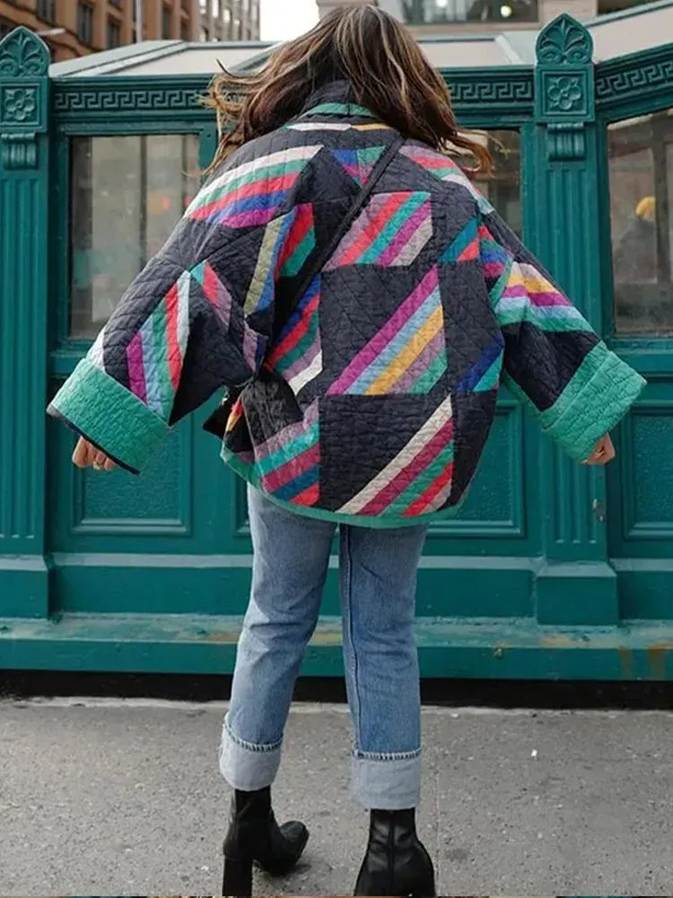 Oversized dames jas met kleurpatroon - Mirella