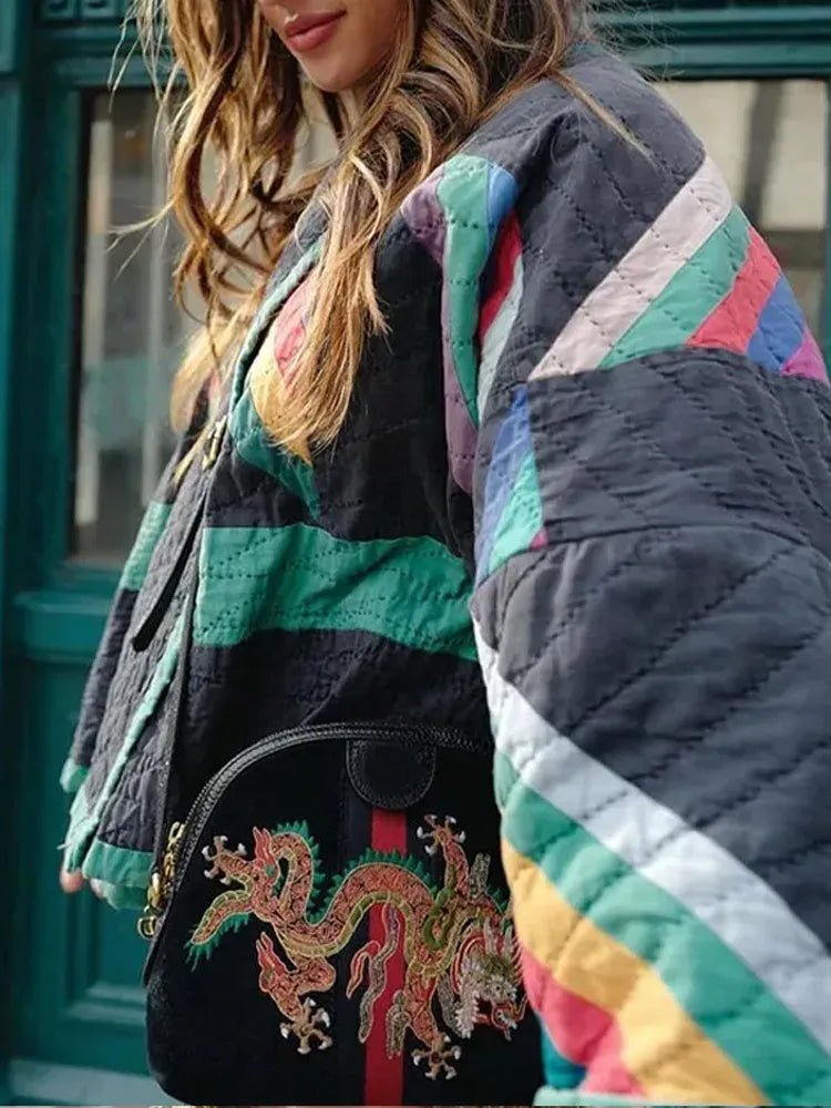 Oversized dames jas met kleurpatroon - Mirella
