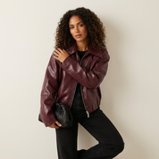 Oversized dames leren jas – Vivienne