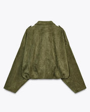 Oversized dames suède jas met klassieke kraag – Alessia
