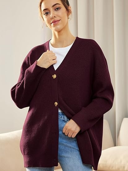Oversized damesvest met V-hals – Isabelle