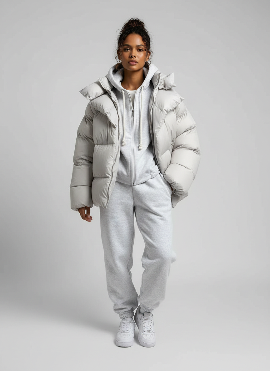 Oversized gewatteerde dames pufferjas