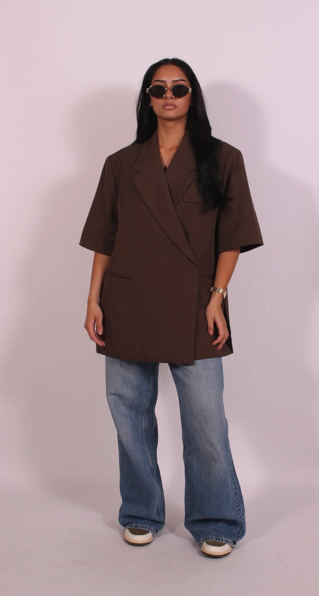Oversized korte mouw dames blazer – Valentina