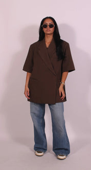 Oversized korte mouw dames blazer – Valentina