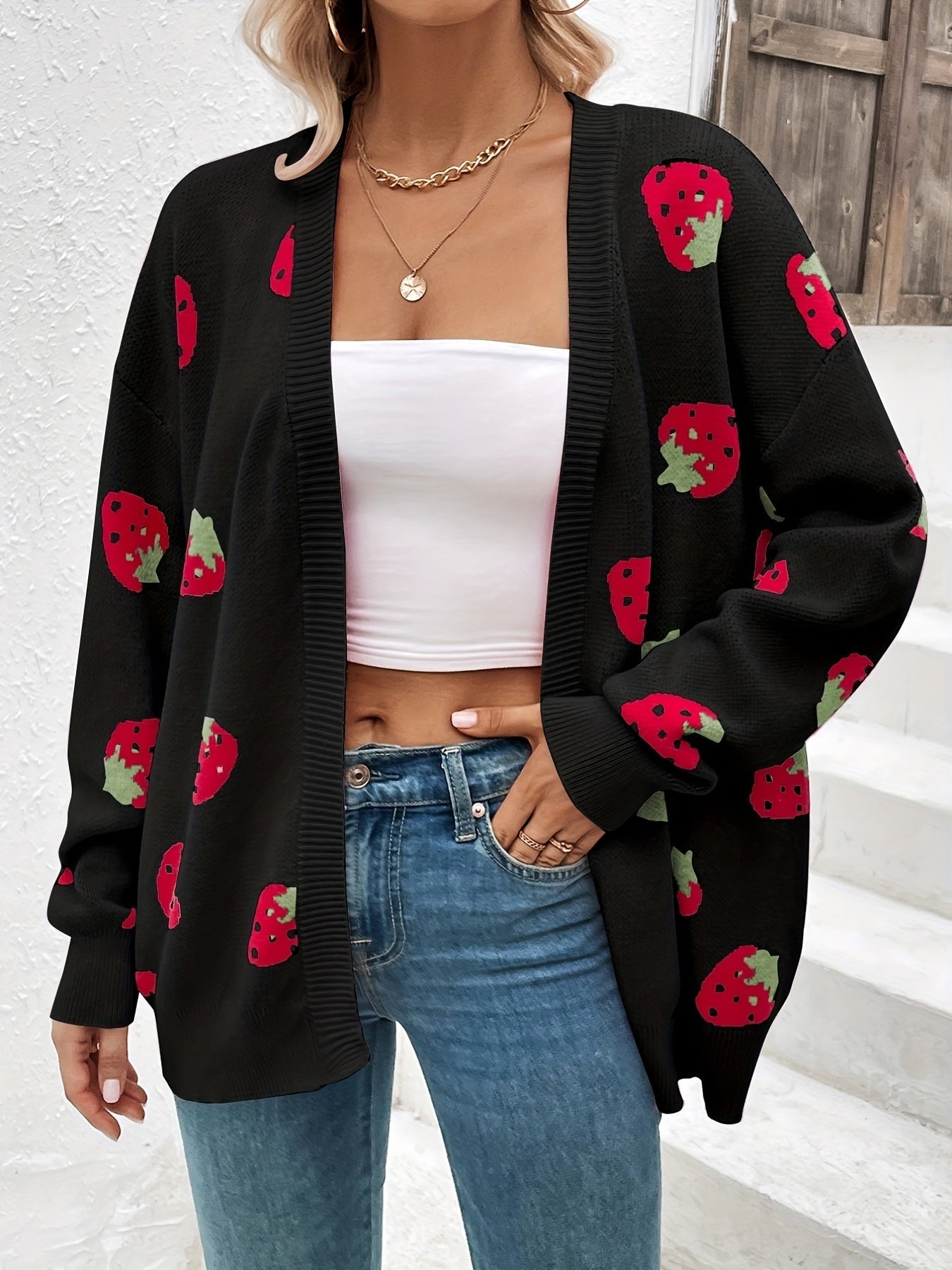 Oversized strawberry cardigan – Rosalie