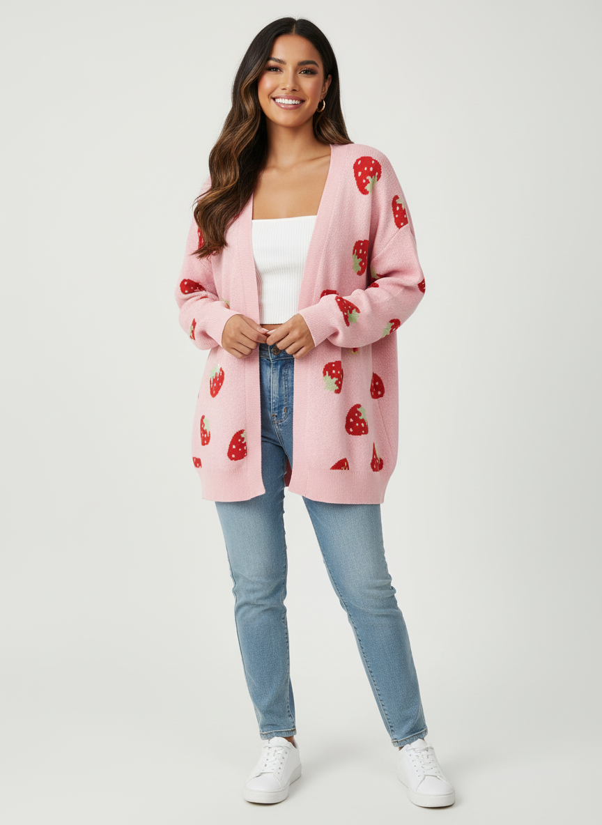 Oversized strawberry cardigan – Rosalie