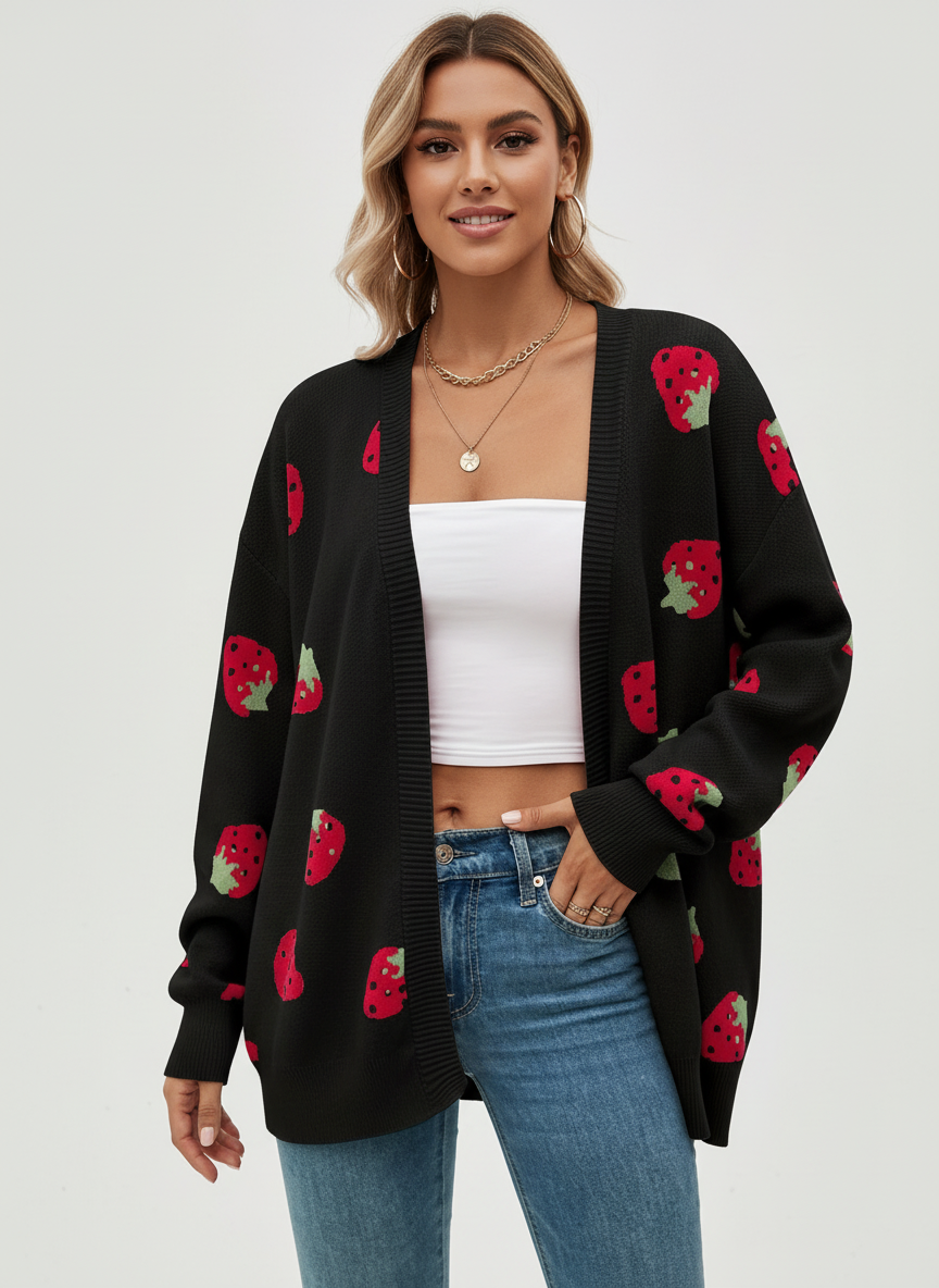 Oversized strawberry cardigan – Rosalie
