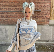 Oversized streetwear dames trui met grafische print - Yara