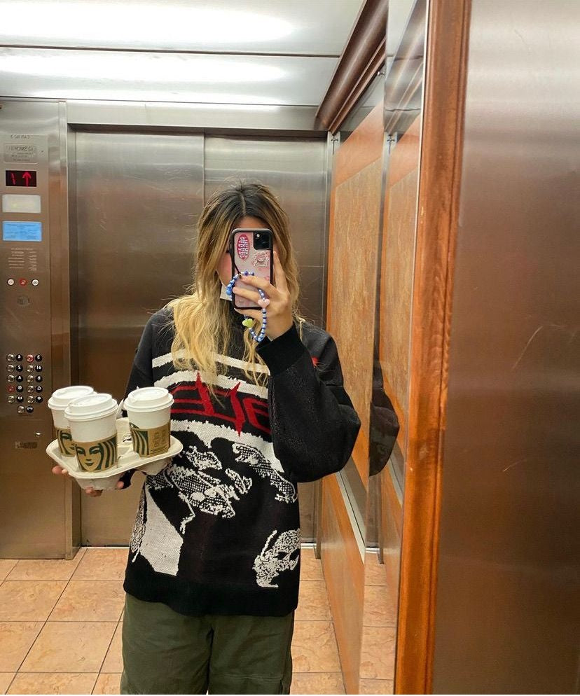 Oversized streetwear dames trui met grafische print - Yara
