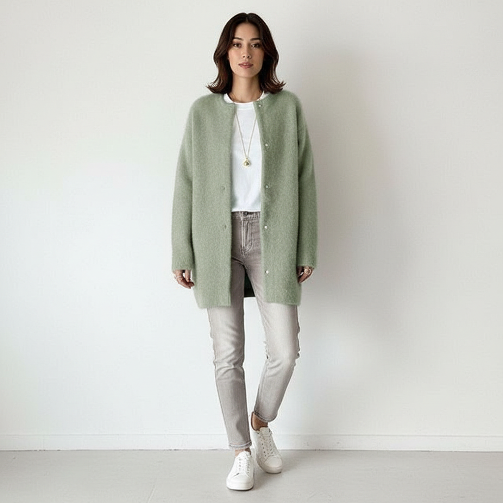 Oversized zacht gebreid damesvest – Eefje