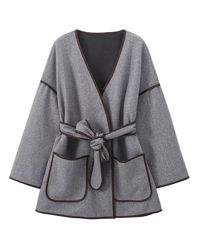 Overslag jas met ceintuur en gestructureerde pasvorm – Esmee