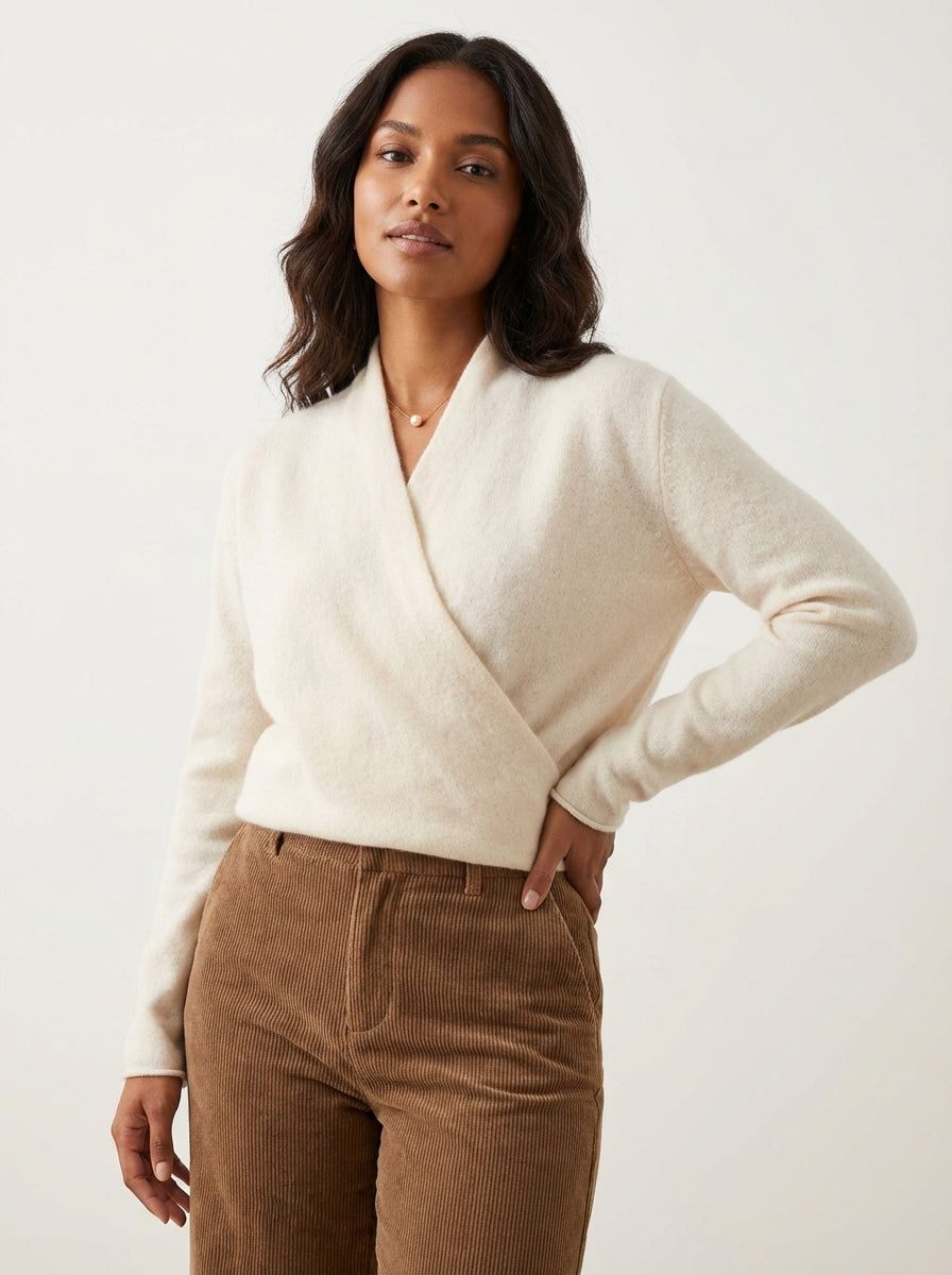 Overslag knit trui met elegante v-hals – Isaline