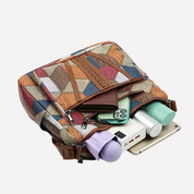 Patchwork dames schoudertas met meerdere vakken