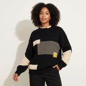 Patchwork gebreide dames trui – Camille