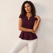 Peplum top met V-hals en kapmouw – Jazz