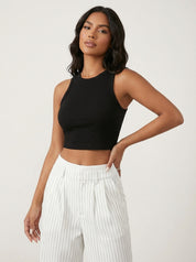 Pinstripe high waist pantalon met wijde pijpen – Emily