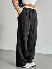 Pinstripe wide-leg dames pantalon – Naomi
