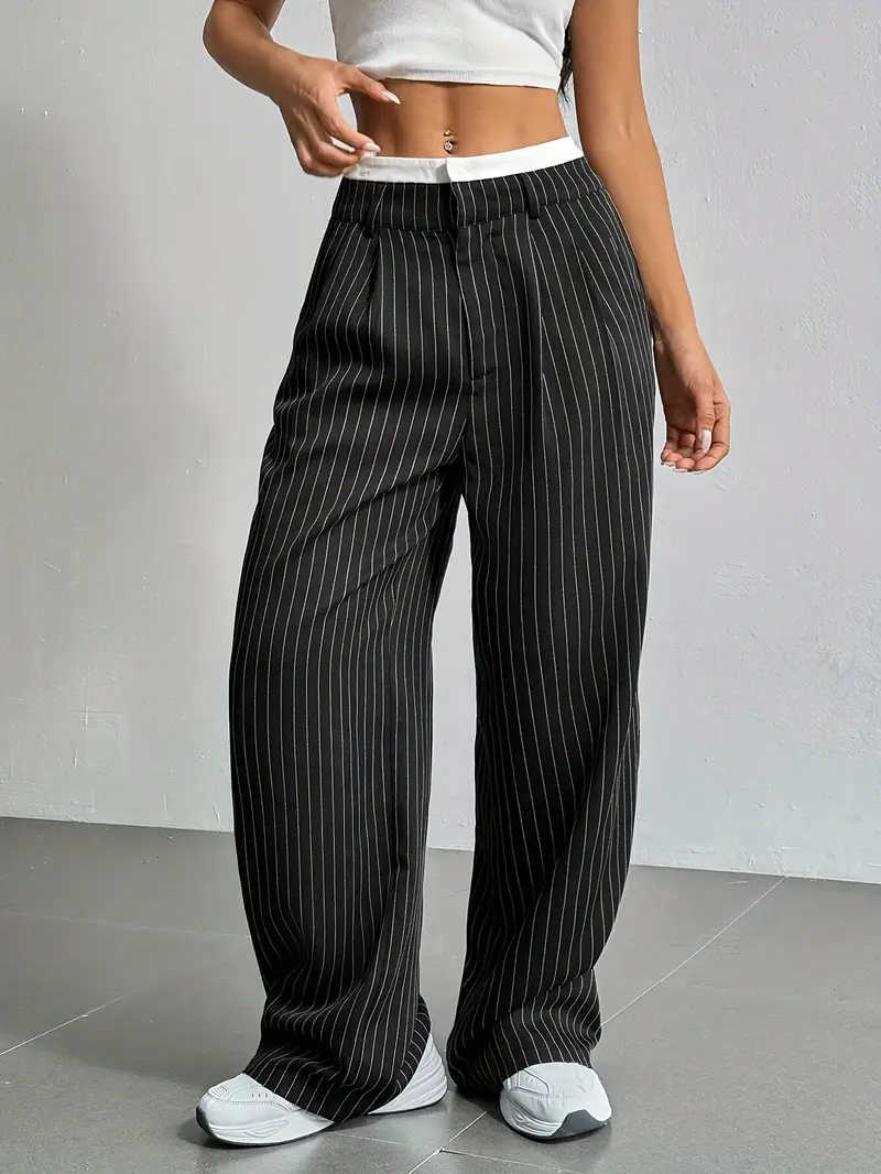 Pinstripe wide-leg dames pantalon – Naomi
