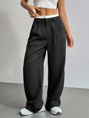 Pinstripe wide-leg dames pantalon – Naomi