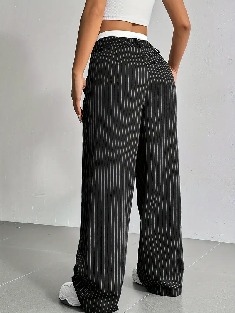 Pinstripe wide-leg dames pantalon – Naomi