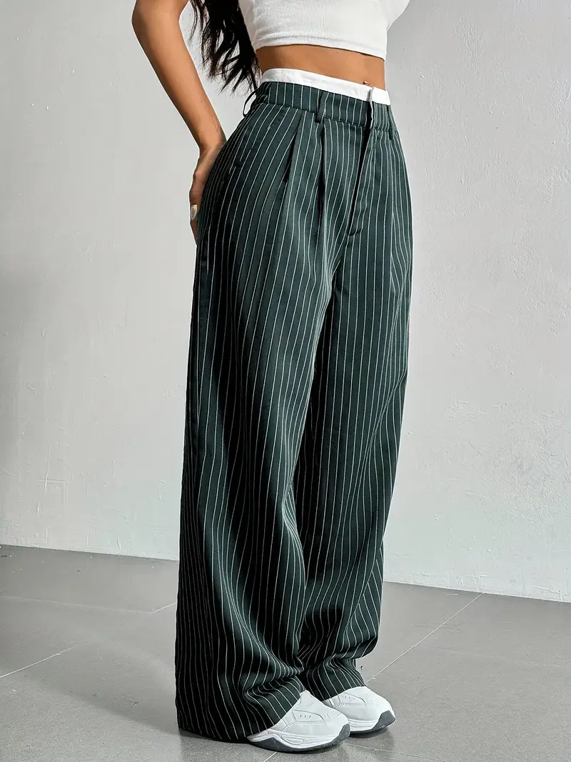 Pinstripe wide-leg dames pantalon – Naomi