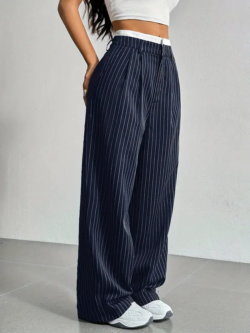 Pinstripe wide-leg dames pantalon – Naomi