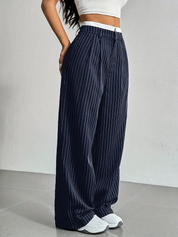 Pinstripe wide-leg dames pantalon – Naomi