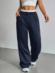 Pinstripe wide-leg dames pantalon – Naomi