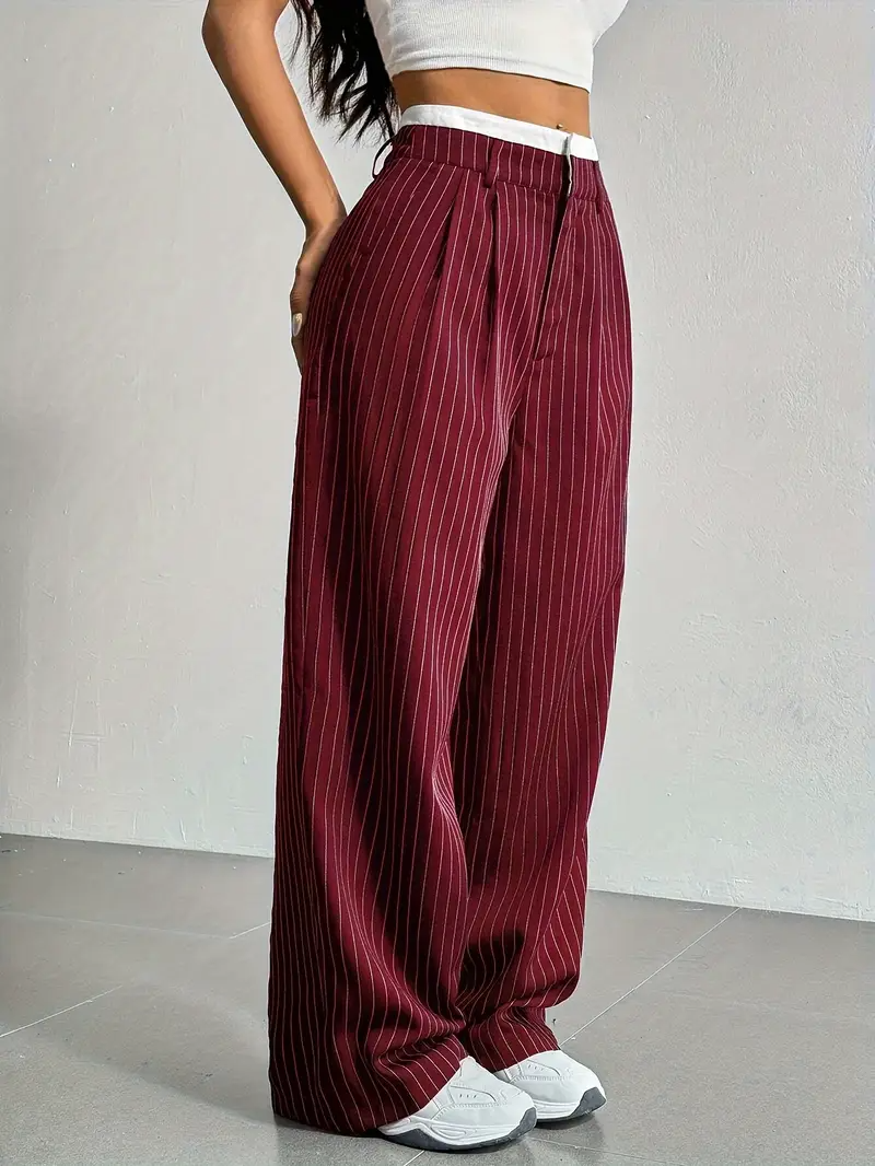 Pinstripe wide-leg dames pantalon – Naomi