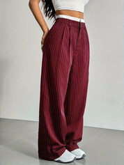 Pinstripe wide-leg dames pantalon – Naomi