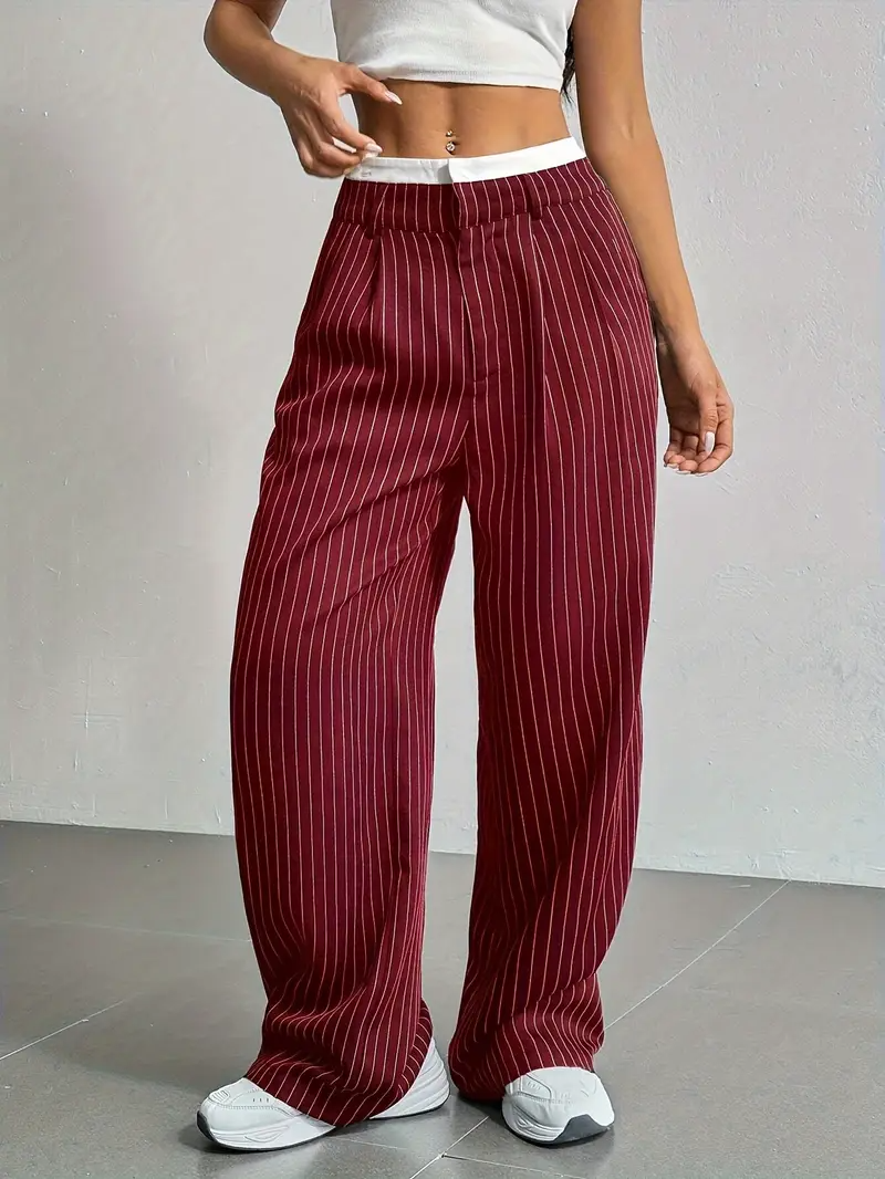 Pinstripe wide-leg dames pantalon – Naomi