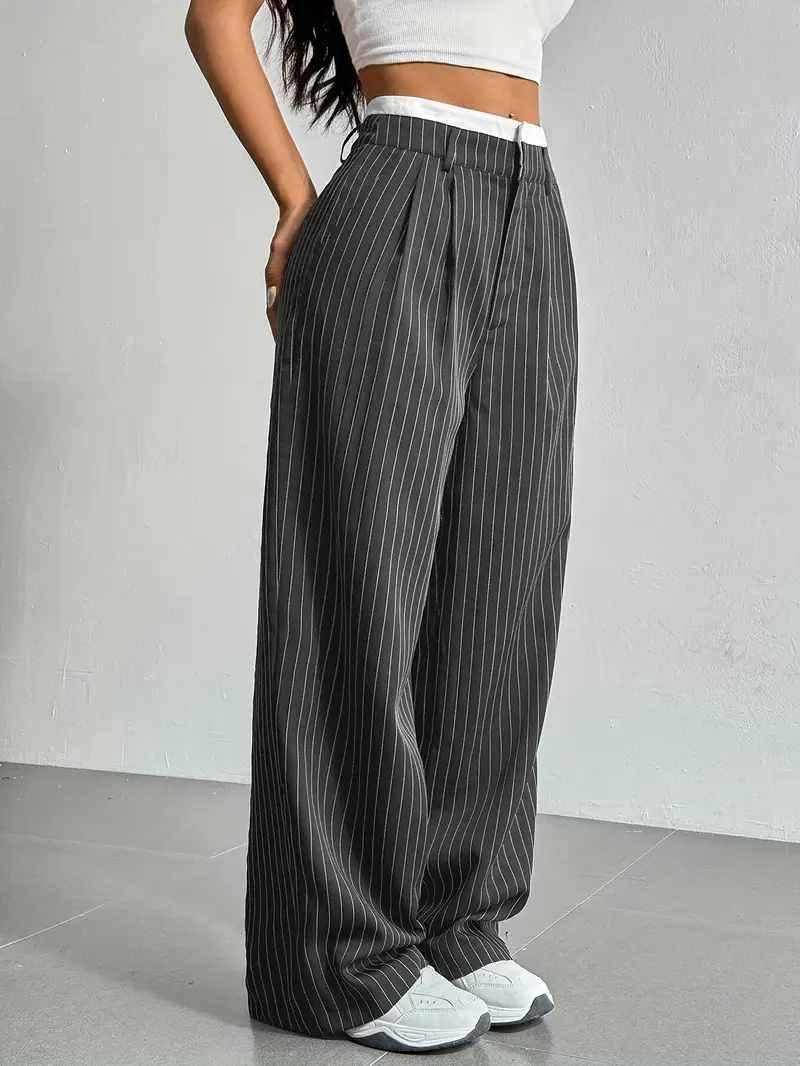 Pinstripe wide-leg dames pantalon – Naomi