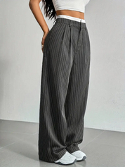 Pinstripe wide-leg dames pantalon – Naomi