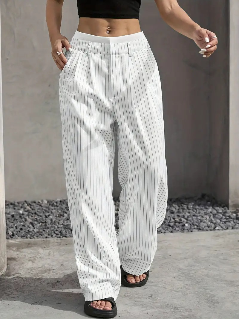 Pinstripe wide-leg dames pantalon – Naomi