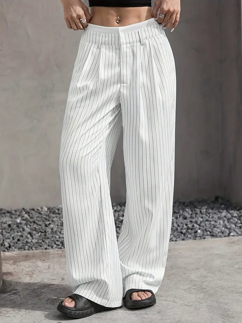 Pinstripe wide-leg dames pantalon – Naomi