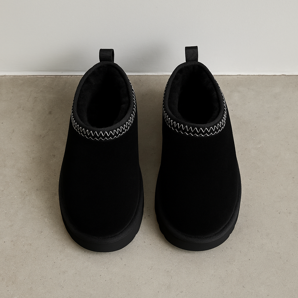 Platform pantoffels met pluche voering