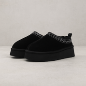Platform pantoffels met pluche voering