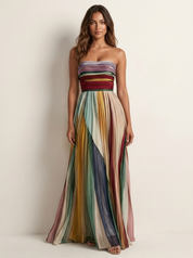 Kleurrijke plissé maxi jurk - Isabella