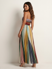 Kleurrijke plissé maxi jurk - Isabella
