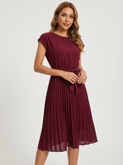 Plissé midi jurk met ceintuur