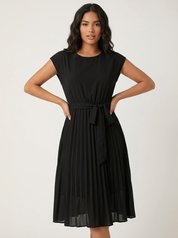 Plissé midi jurk met ceintuur