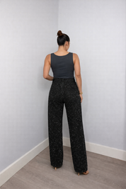 Rechte High Waist Jeans met Subtiele Glitterdetails – Elodie