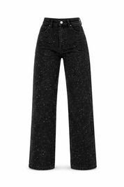 Recht high waist jeans met subtiele glitter details