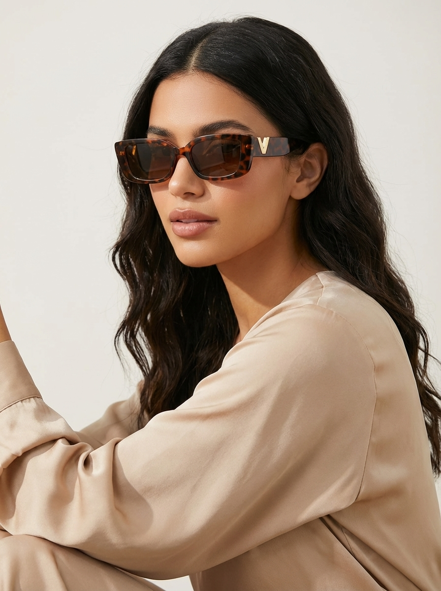 Rechthoekige retro dames zonnebril – Mirella