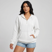 Relaxed dames hoodie met halve ritssluiting